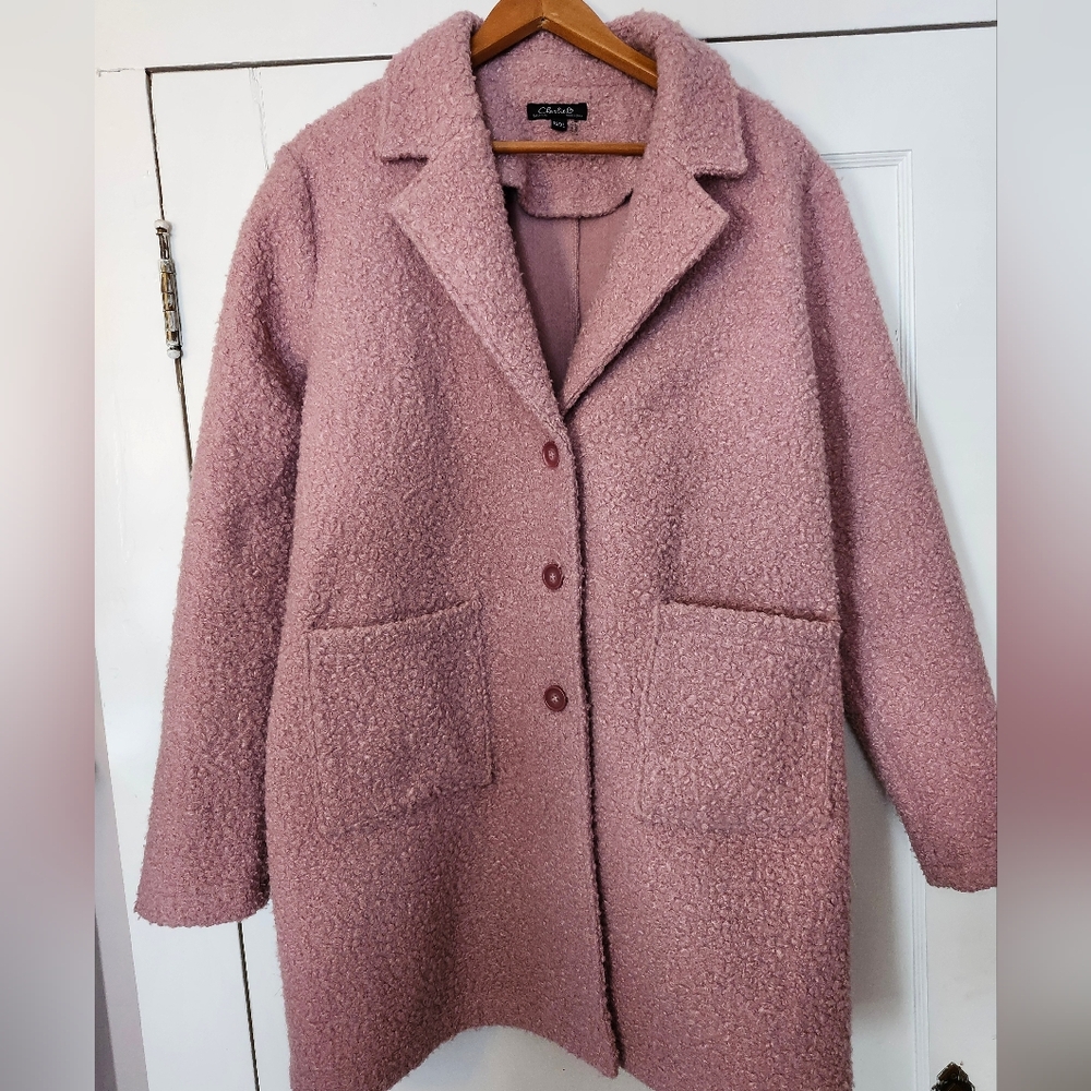 Women's Pink Bouclé Coat